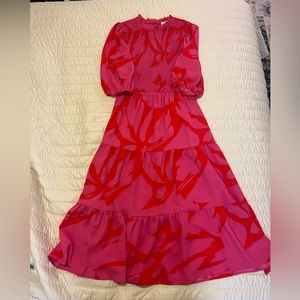 Sugarlips Red/Pink Floral MIDI dress Sz Sm